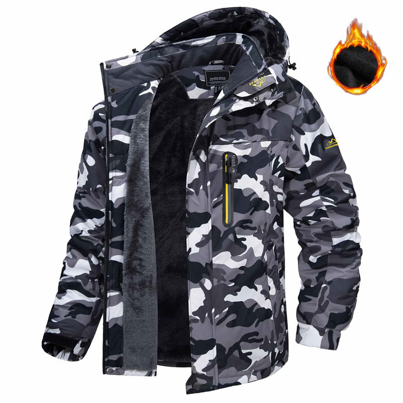 Man in fleece-lined hooded winter parka