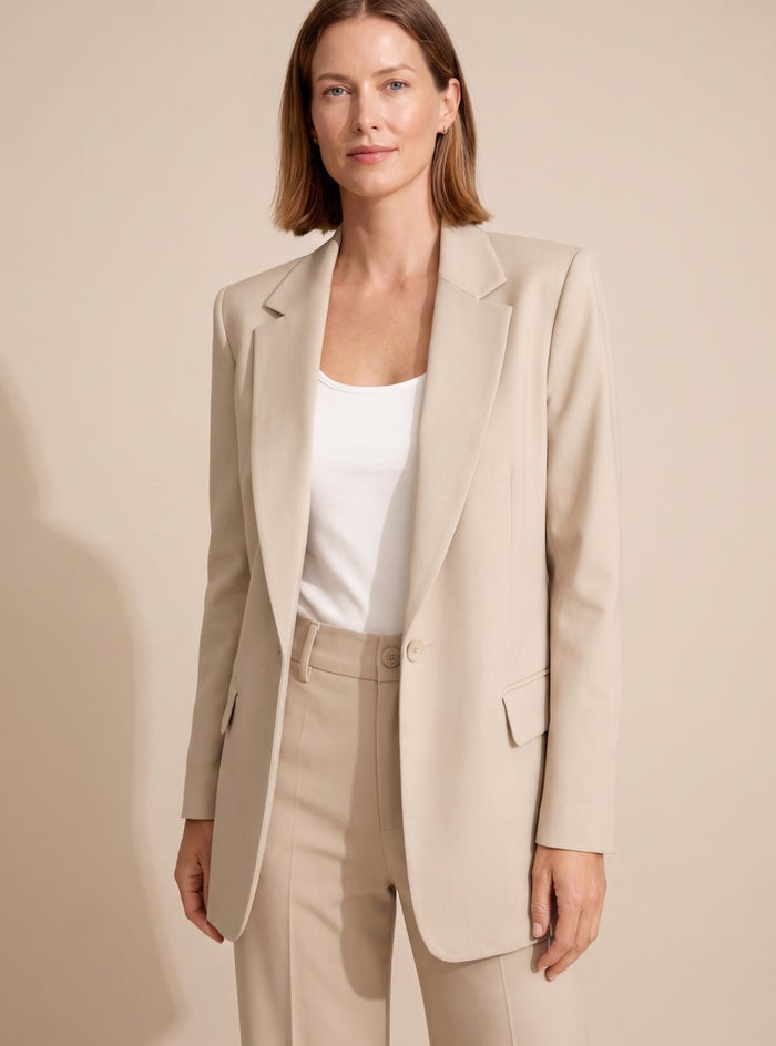 Women's Tailored Blazer Flared Trousers Suit Set