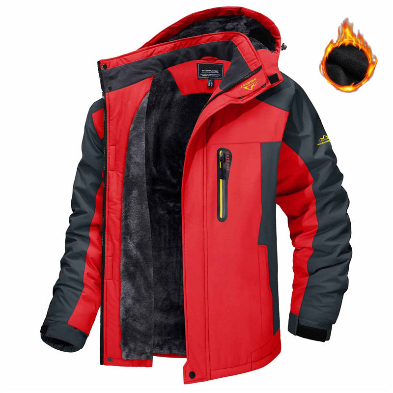 Man in fleece-lined hooded winter parka