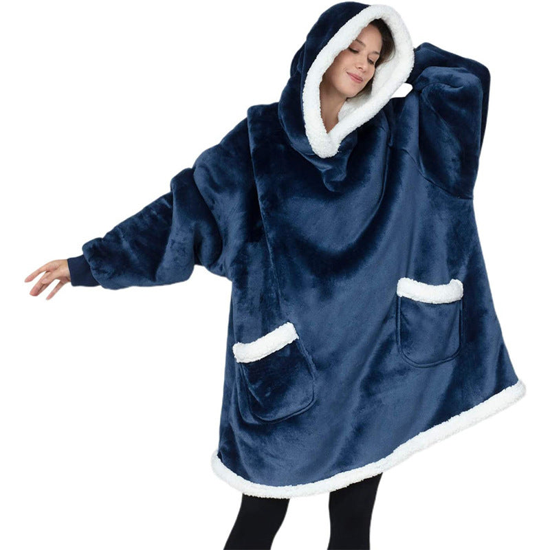 Oversized hoodie blanket with sherpa hood