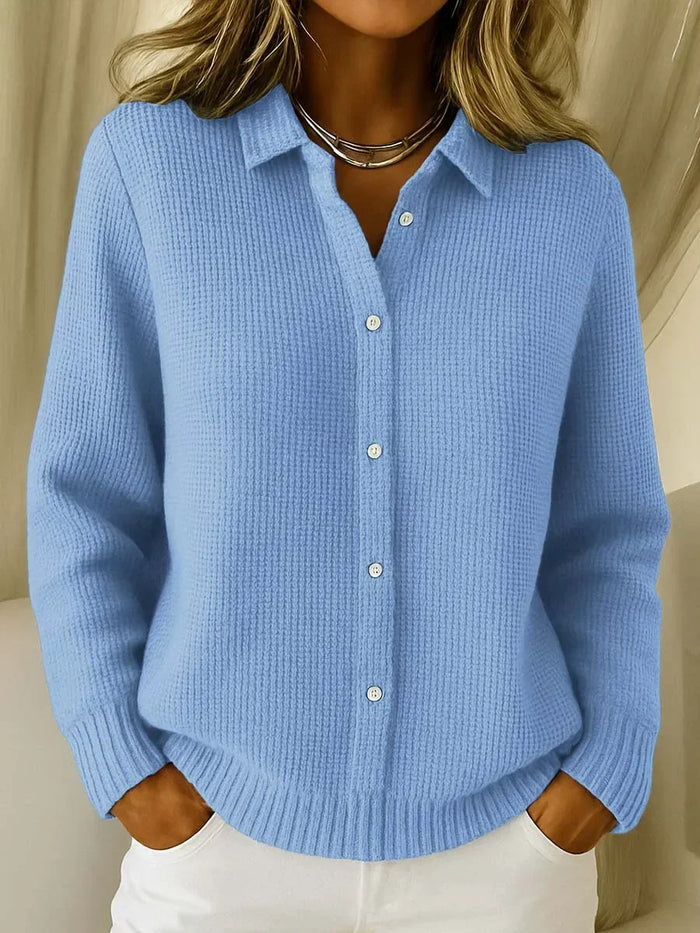 Women's Button-Front Cardigan with Collared Neckline