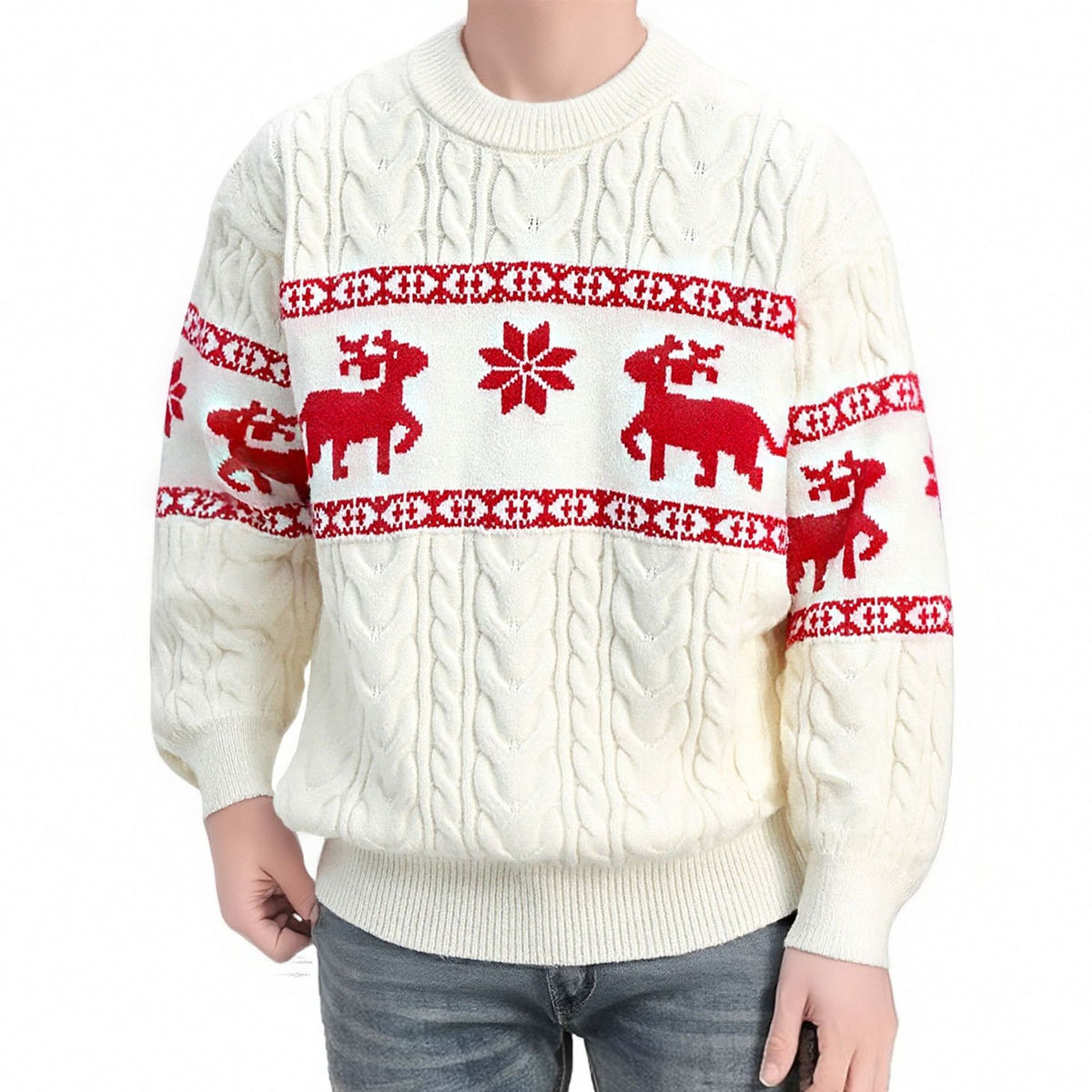 Man wearing a reindeer Christmas jumper