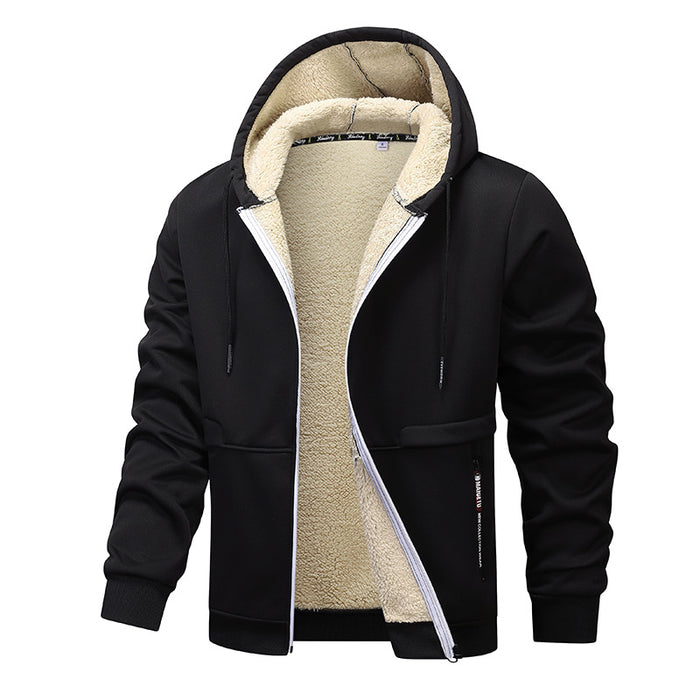 Theo | Men's heavyweight sherpa lined zip hoodie jacket
