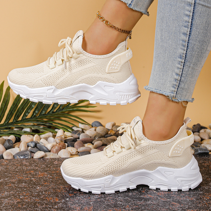 Women's Chunky Lace-Up Trainers with Breathable Mesh