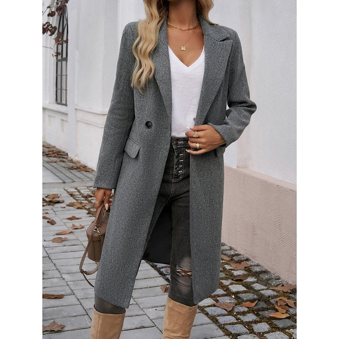 Women's Tailored Longline Coat with Notch Lapel
